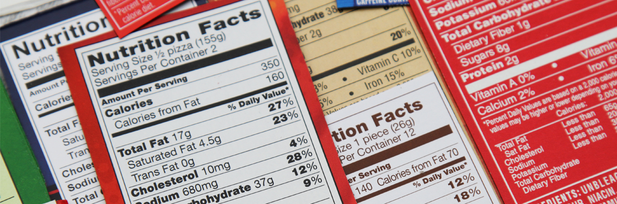 a bunch of nutrition fact labels